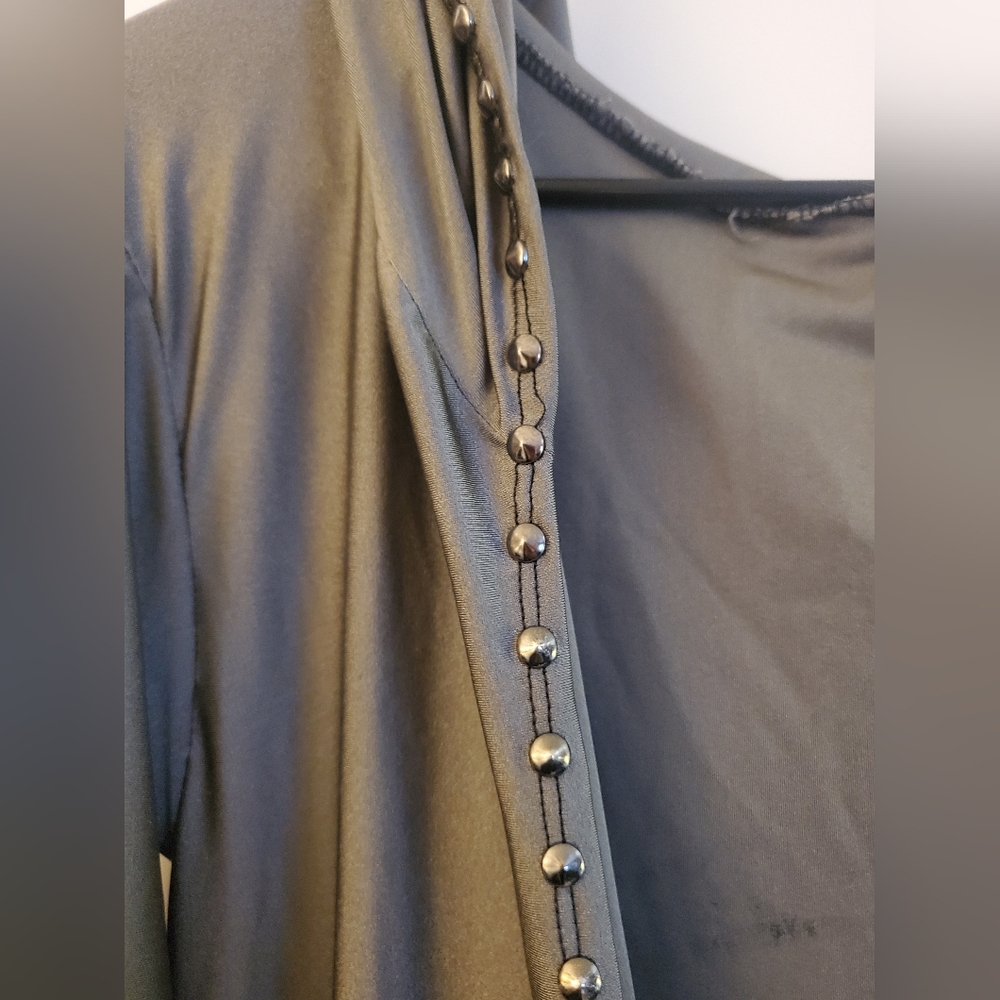 Hell Couture Grey Ouroborus Pentagram Studded Hooded Duster - Picture 7 of 7